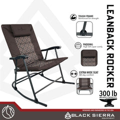 Black Sierra High Back Rocking Chair on deck for outdoor lounging