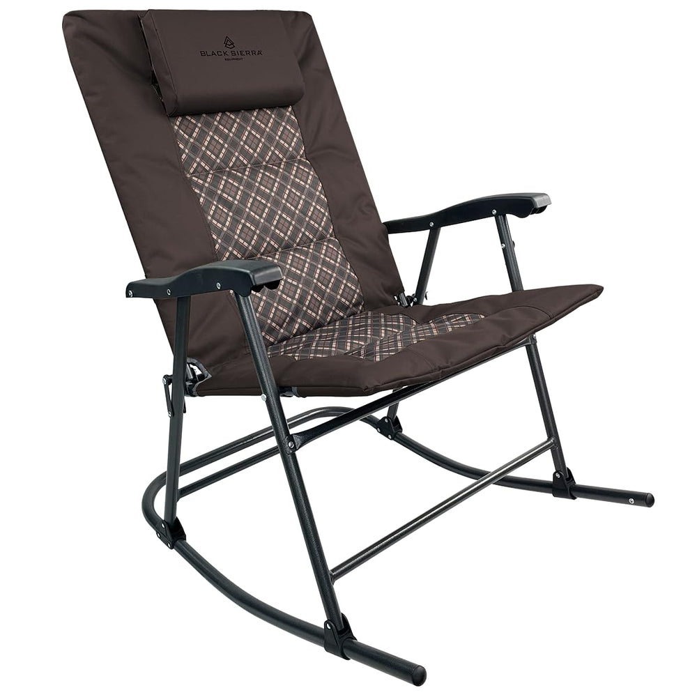 Black Sierra High Back Folding Rocking Chair folded for easy transport