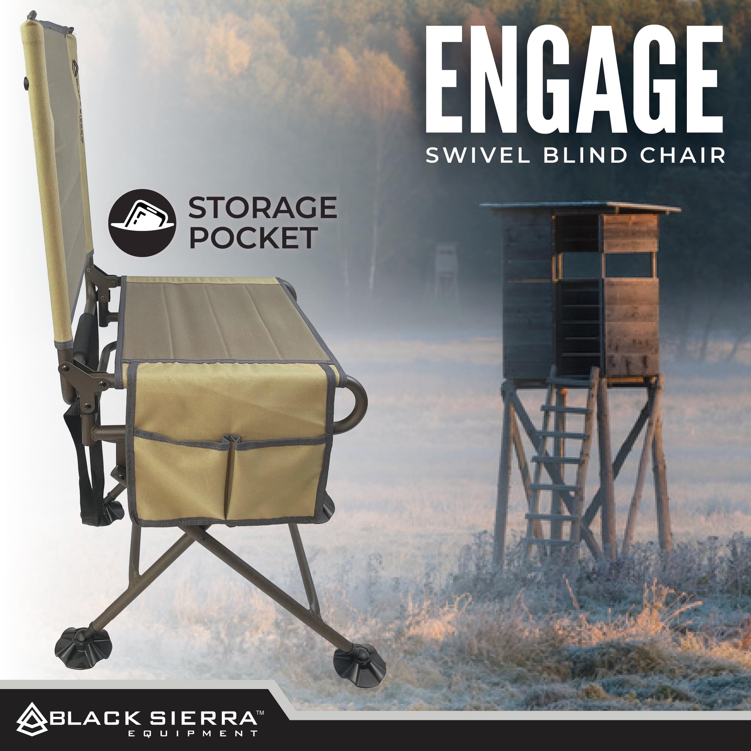 Black Sierra chair dimensions illustrate comfortable 20 inch seat and compact fold for storage.
