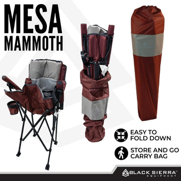 Black Sierra Oversized Camping Chair air mesh back for cooling support.
