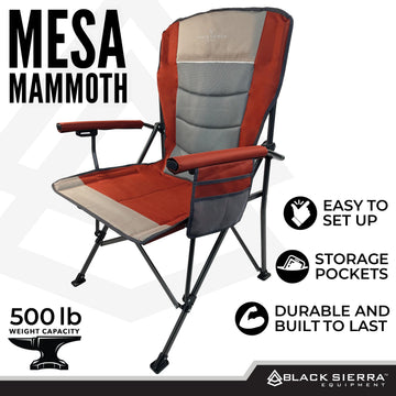 Black Sierra Oversized Camping Chair padded armrests for comfortable lounging during games.