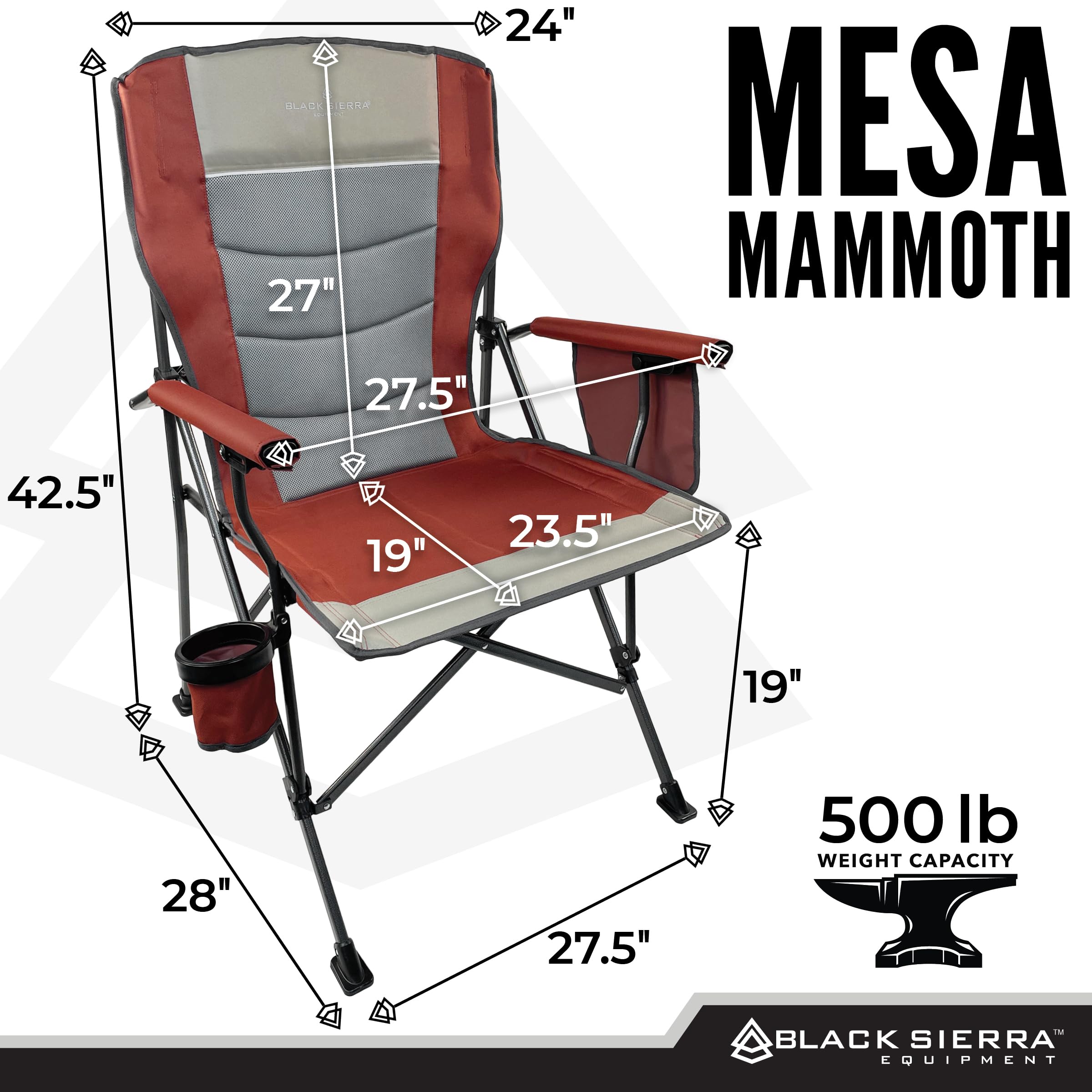 Black Sierra Oversized Camping Chair seated, showing spacious seating for comfort.