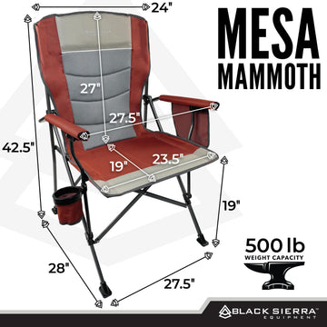 Black Sierra Oversized Camping Chair seated, showing spacious seating for comfort.