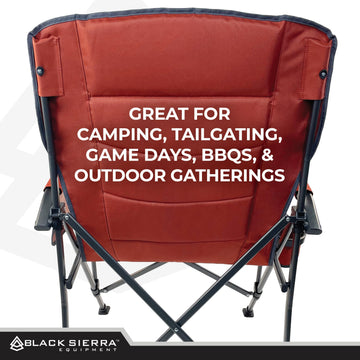 Black Sierra Oversized Camping Chair outdoor tailgating scene highlighting durability.