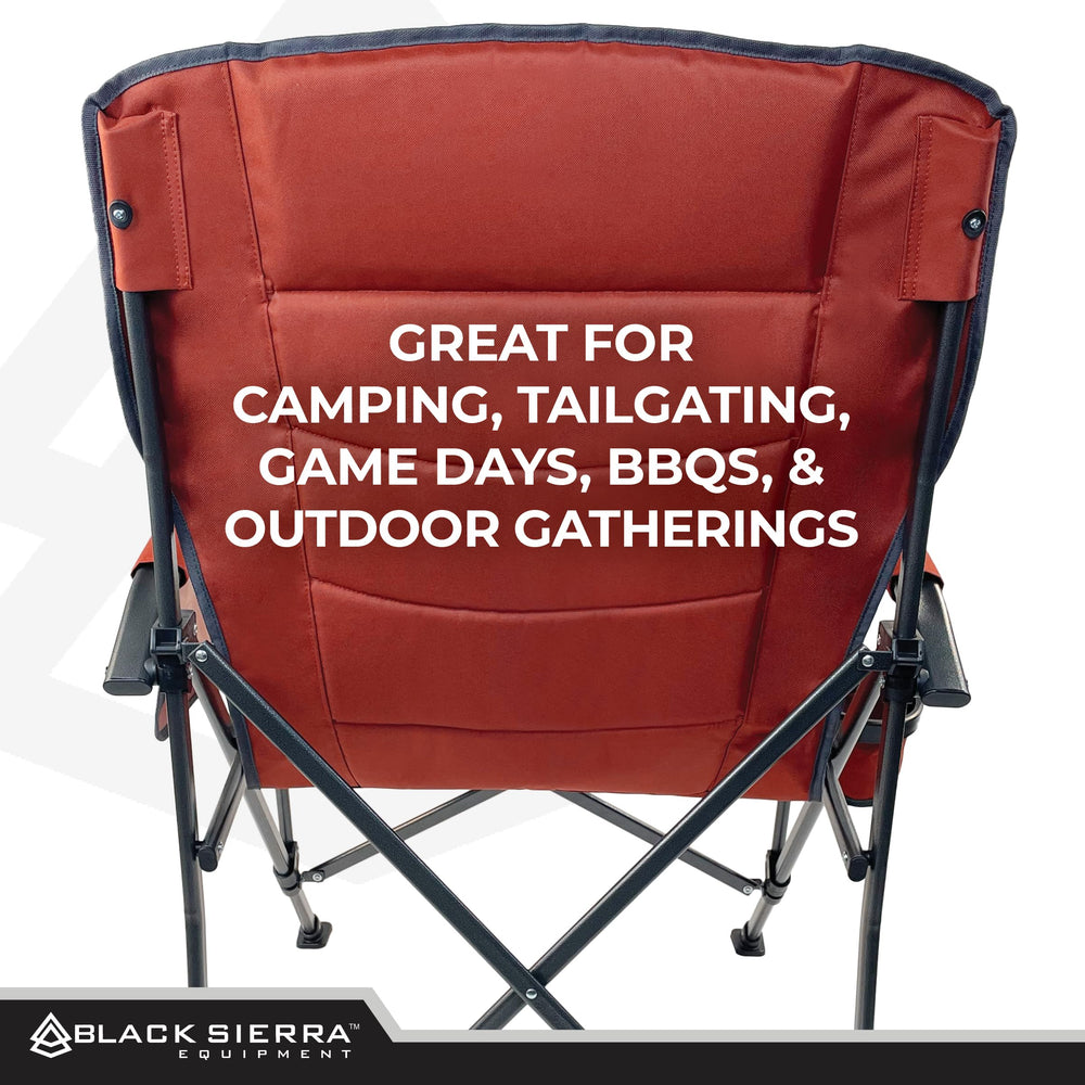 Black Sierra Oversized Camping Chair outdoor tailgating scene highlighting durability.
