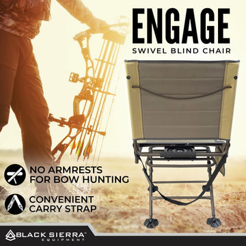 Black Sierra portable chair with carry strap for easy camping and fishing trips.