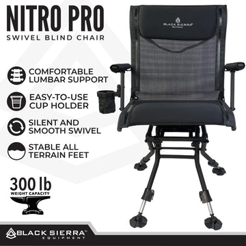 Black Sierra XL Swivel Chair all-terrain feet stabilize uneven ground