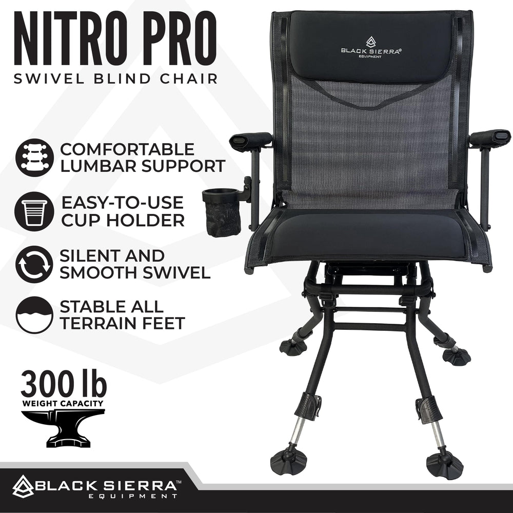 Black Sierra XL Swivel Chair all-terrain feet stabilize uneven ground