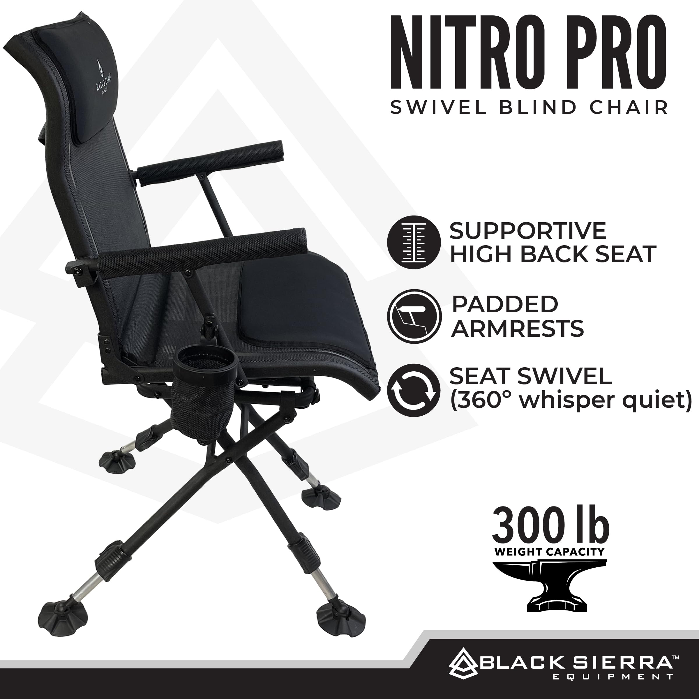 Black Sierra XL Swivel Chair carry strap aids easy transport