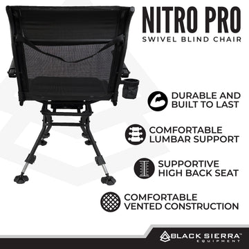 Black Sierra XL Swivel Chair in-field setup demonstrates quiet operation