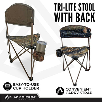 Black Sierra XL Tri-Lite stool at 32 inches tall for elevated views.