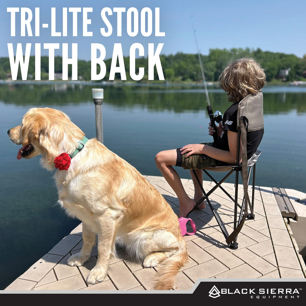 Black Sierra XL Tri-Lite hunting stool with durable powder-coated frame.