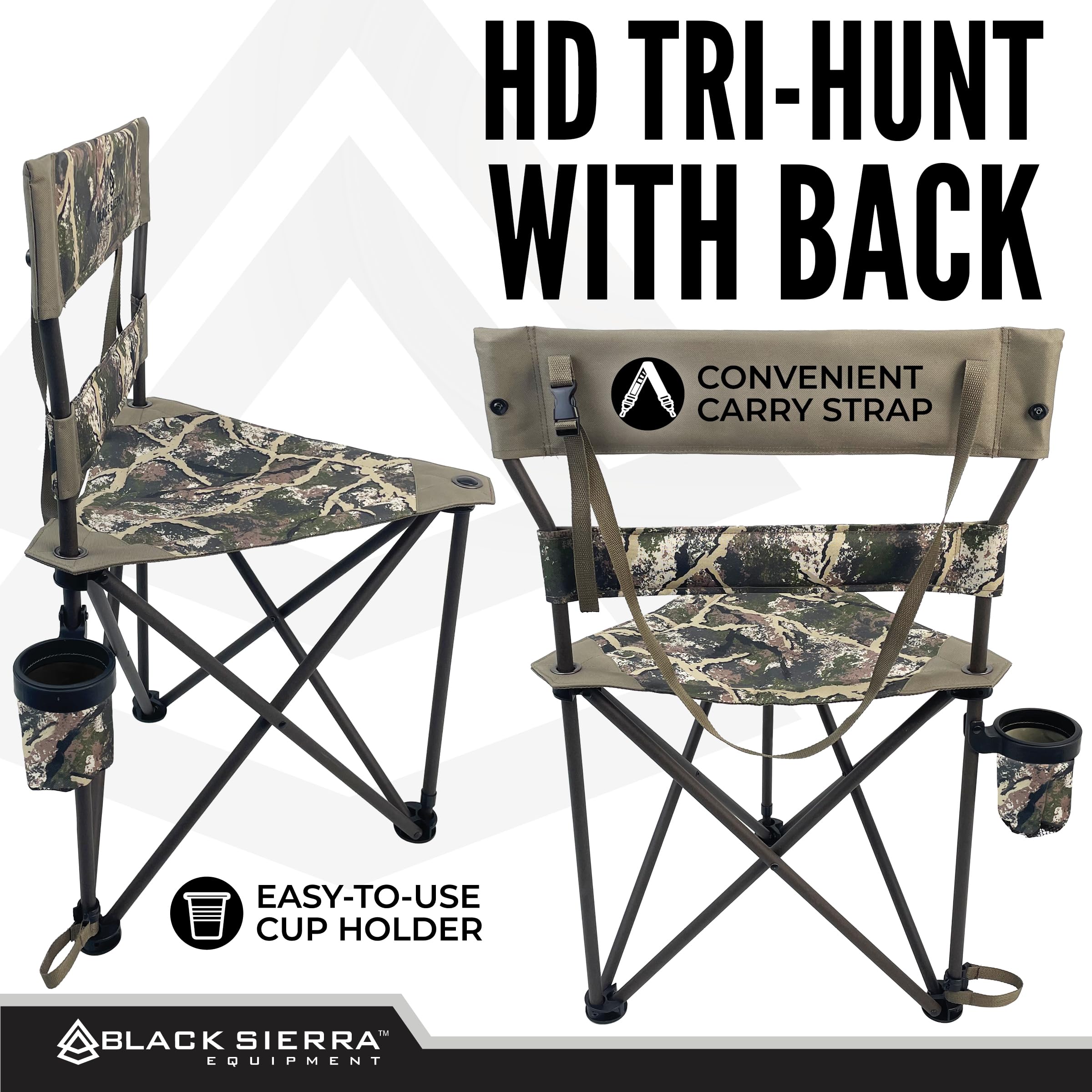 Black Sierra XL Tripod Stool carry strap enables hands-free portability.