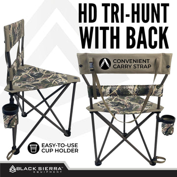 Black Sierra XL Tripod Stool carry strap enables hands-free portability.