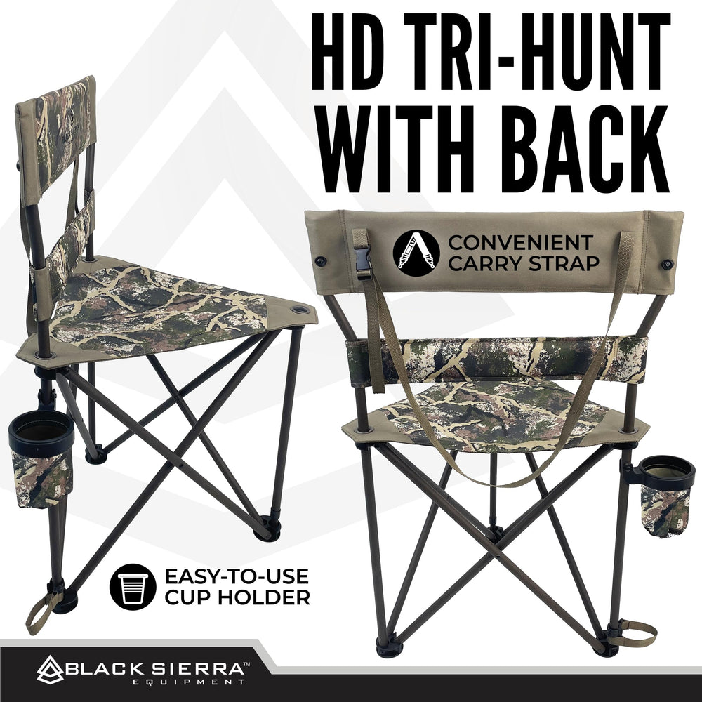 Black Sierra XL Tripod Stool carry strap enables hands-free portability.