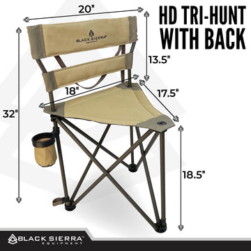 Black Sierra XL Tripod Stool steel-frame close-up highlights rugged construction