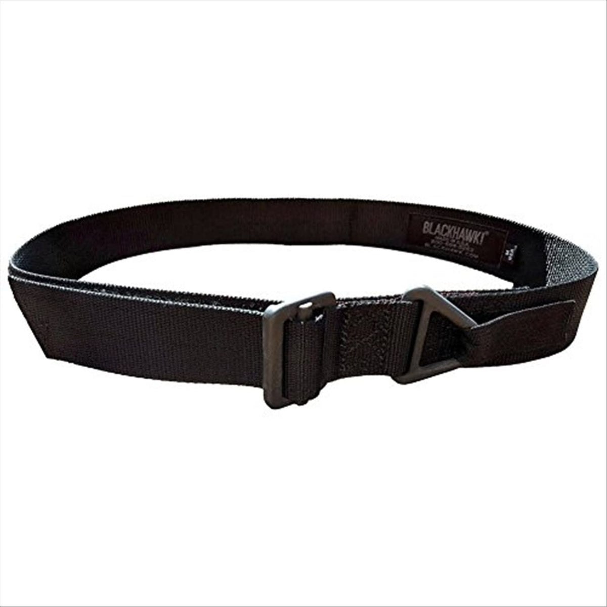 BLACKHAWK CQB/Rigger's Belt, black, buckle closeup shows durable hardware for reliable field use.