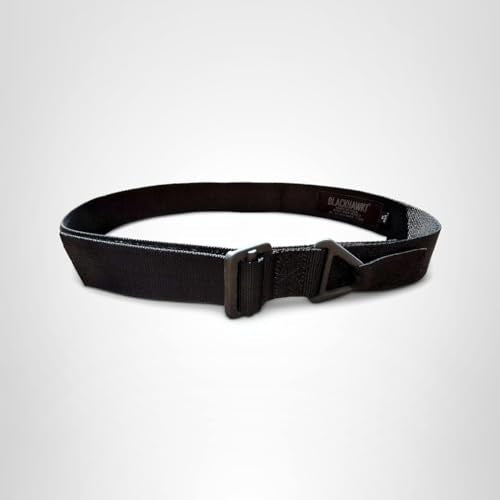 BLACKHAWK CQB/Rigger's Belt full view in black highlights durable webbing.