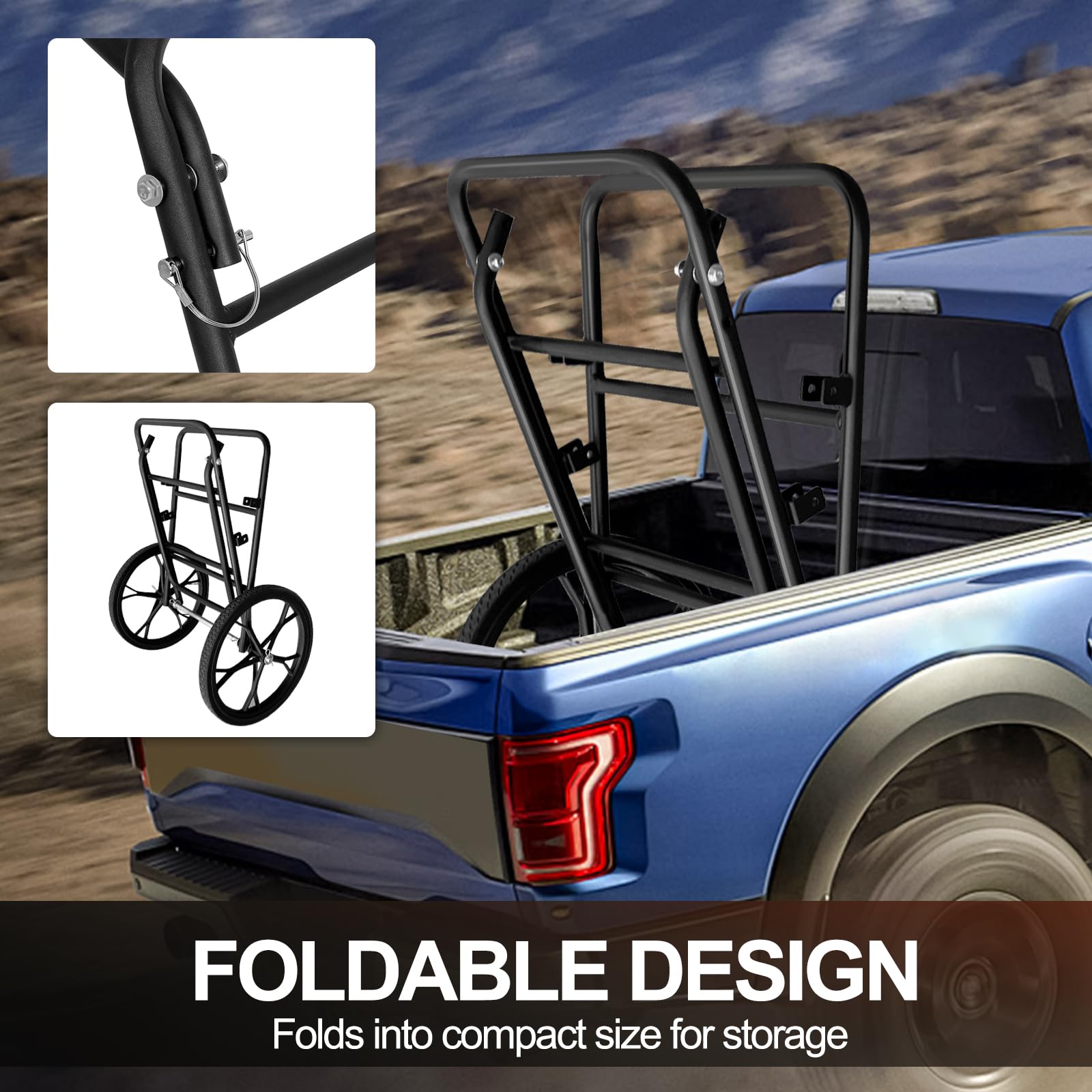 Folded BLACKHORSE-RACING deer cart shown for compact storage in a car trunk.