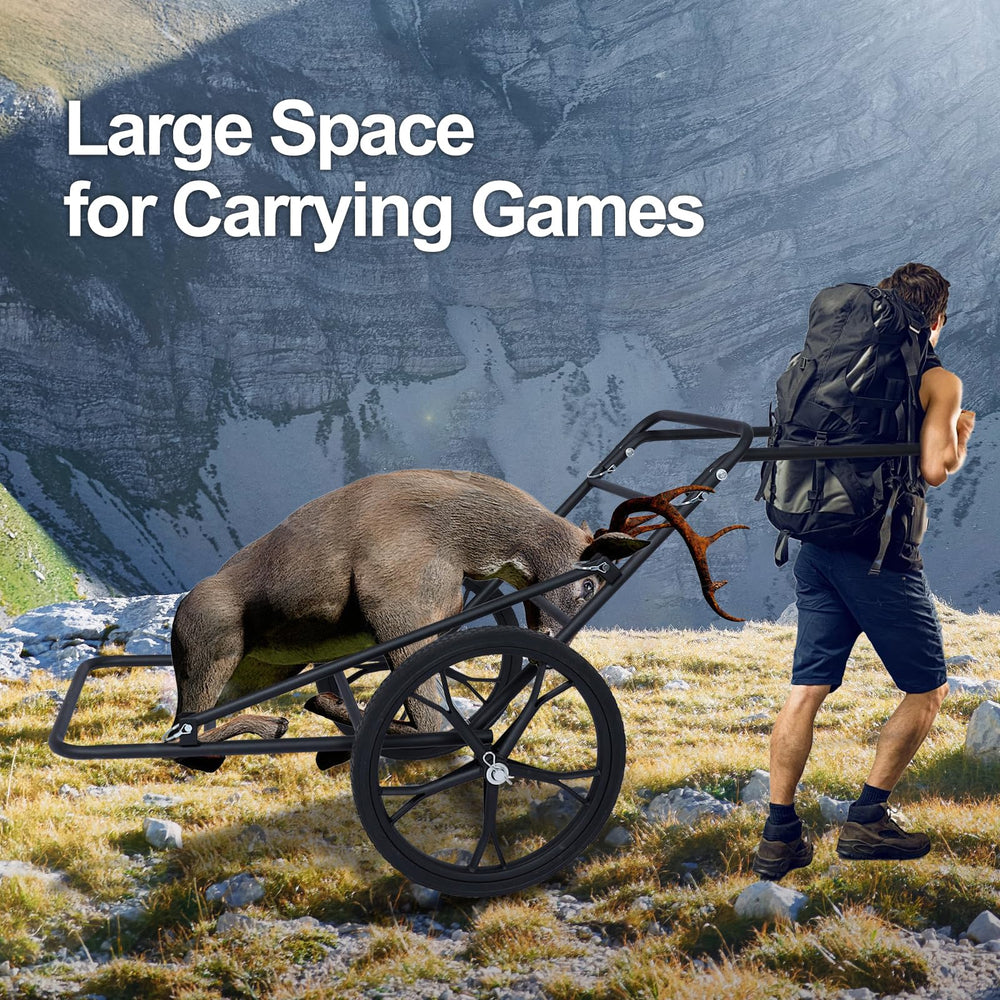 BLACKHORSE-RACING deer cart features a heavy-duty metal frame for durable field use.