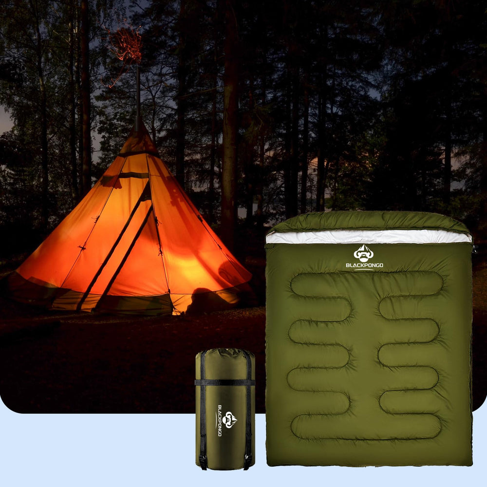 Blackpongo sleeping bag usable indoors or outdoors for family camping