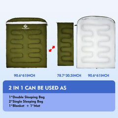 Blackpongo double sleeping bag two bags separation enabling versatile use as two blankets