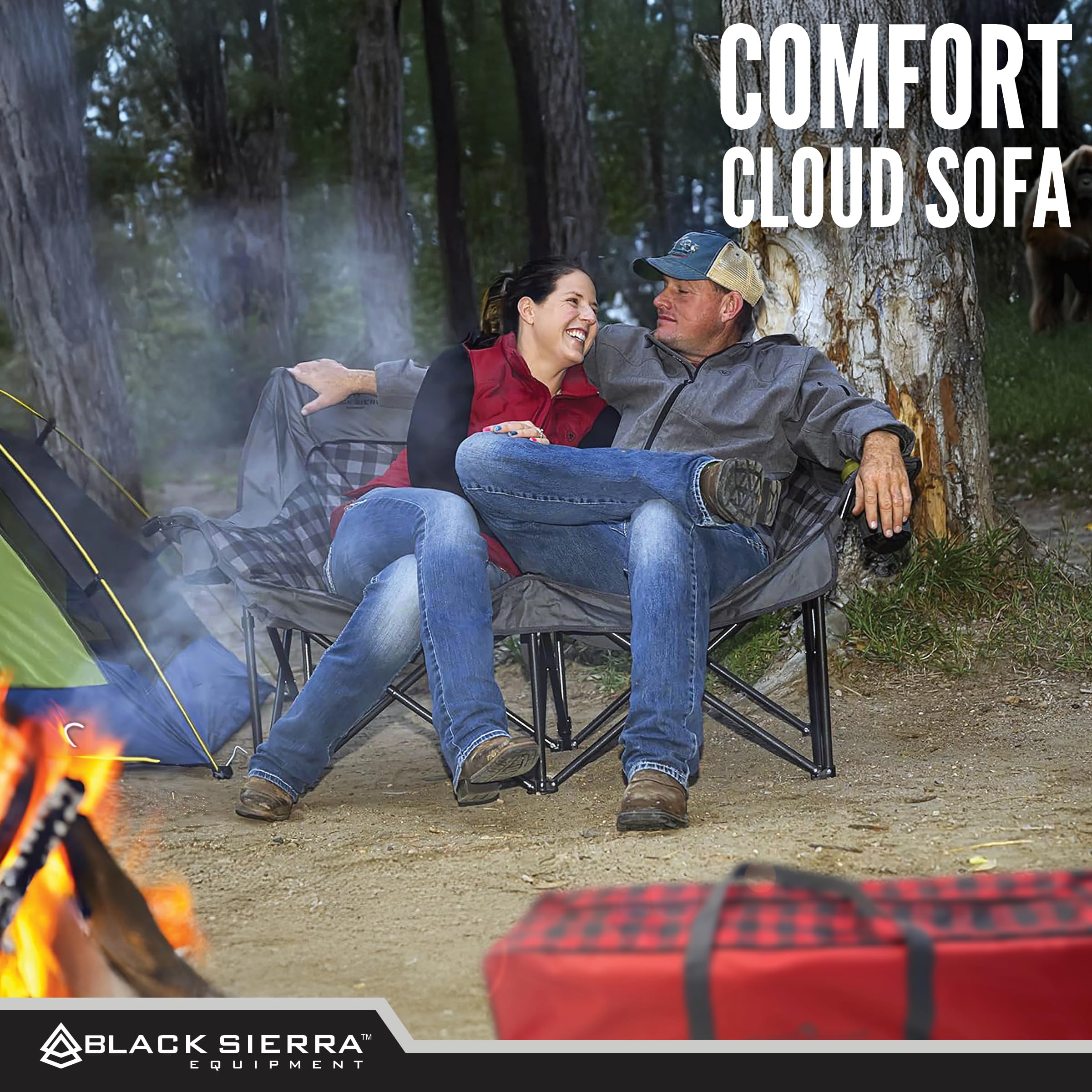 Black Sierra heavy-duty frame supports up to 600 lbs for two adults.