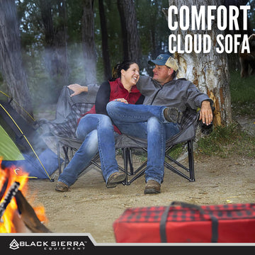 Black Sierra heavy-duty frame supports up to 600 lbs for two adults.