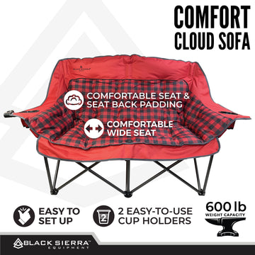 Black Sierra quick-setup chair unfolds in seconds for camping or tailgating.