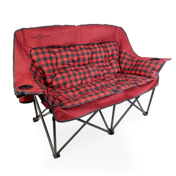 Black Sierra Double Camping Chair outdoor loveseat with plush padding for all-day comfort.