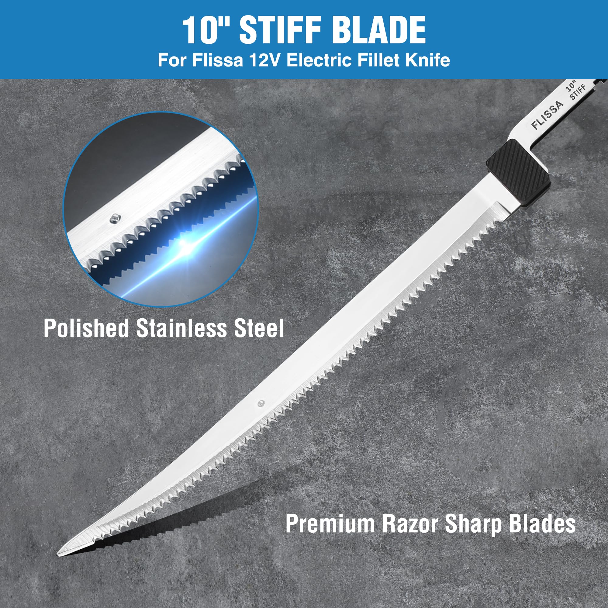 Stiff blade ideal for large fish like tuna and swordfish
