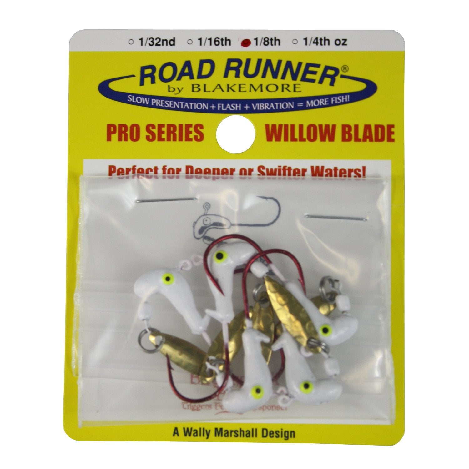 Blakemore TTI Fishing Co Road Runner Pro Series Hook-Pack of 5 – White/Red, 1/8-Ounce