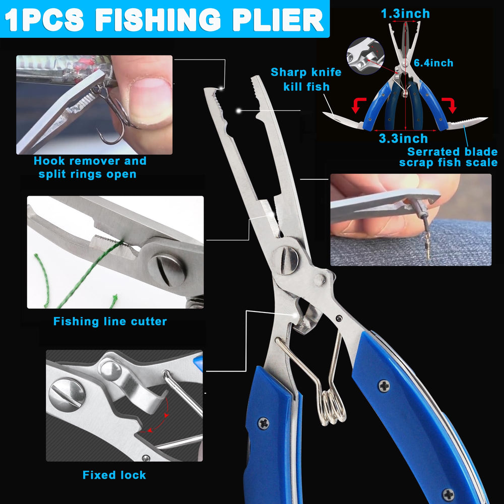 Treble hooks, split rings, and blank lures in kit