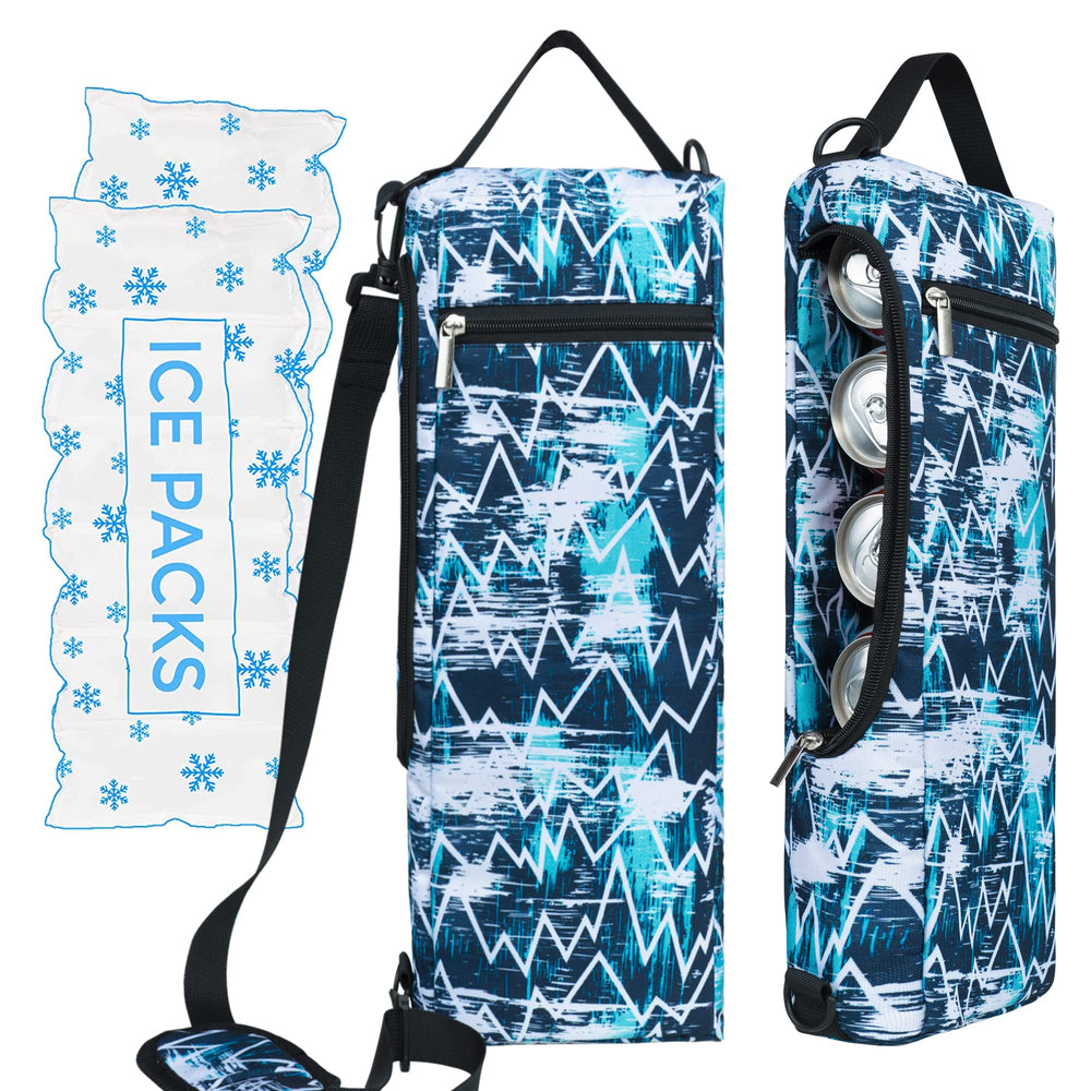 BLantt golf cooler bag in grey camo sits discreetly in a golf bag for handy drinks