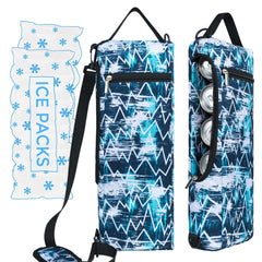 BLantt golf cooler bag in grey camo sits discreetly in a golf bag for handy drinks
