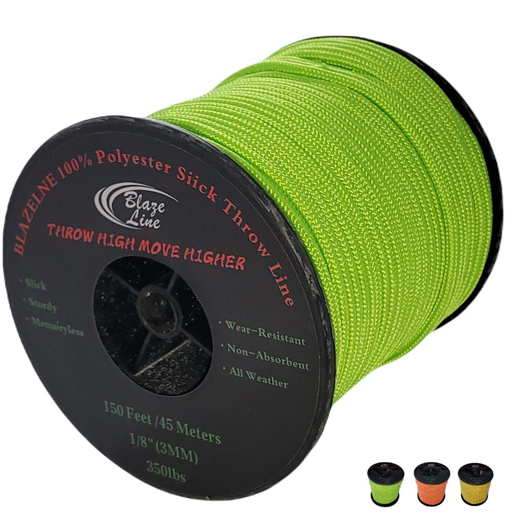 Blaze Line 3 mm Throw Line Rope – 150 ft Neon Green, 350 lb Tensile ...