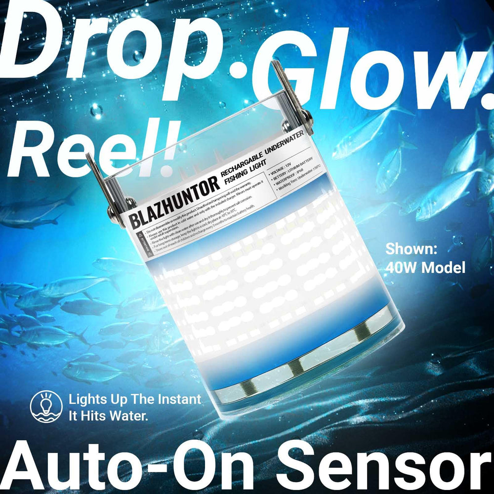 BLAZHUNTOR 12000lm white light with 360-degree glow attracts fish from all directions.