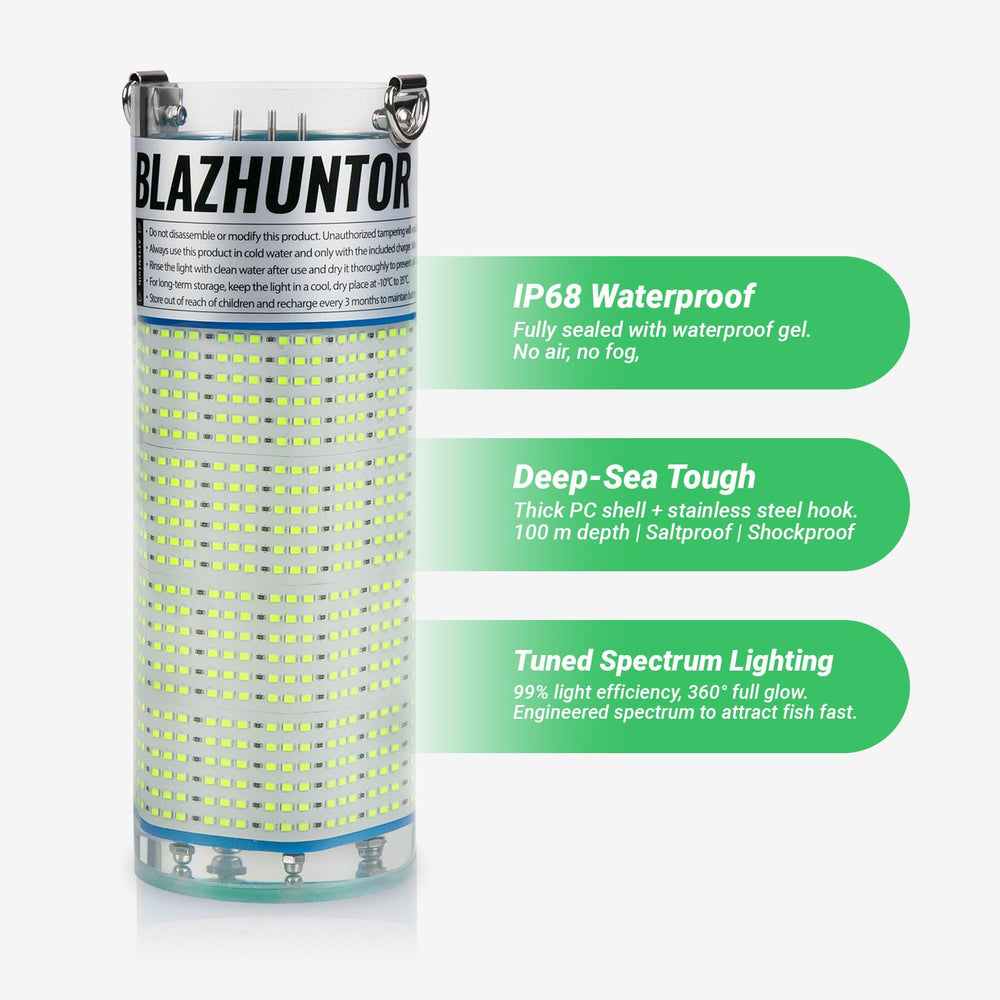 Blazhuntor IP68 waterproof design withstands deep-water currents and saltwater.