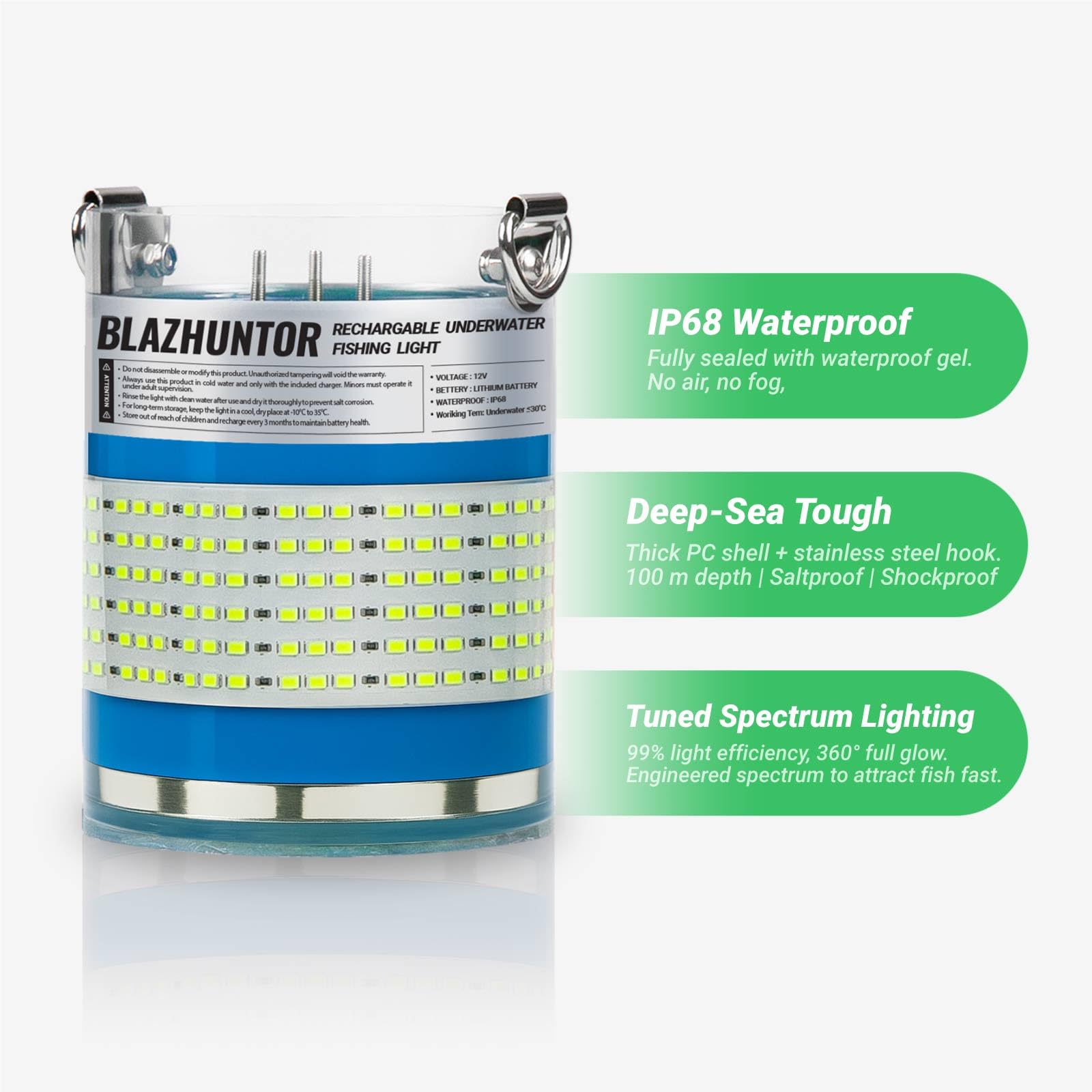 Blazhuntor no fog waterproof light stays clear during long submersion.