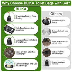 BLIKA drawstring toilet bags ready-to-seal for mess-free disposal