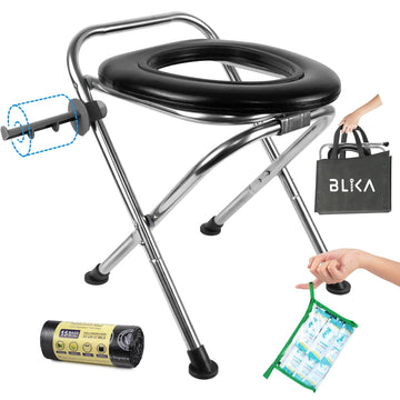 Blika portable toilet with stainless-steel frame for sturdy camping use