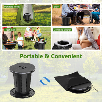 blika upgraded retractable portable toilet includes travel bag and replacement bags.