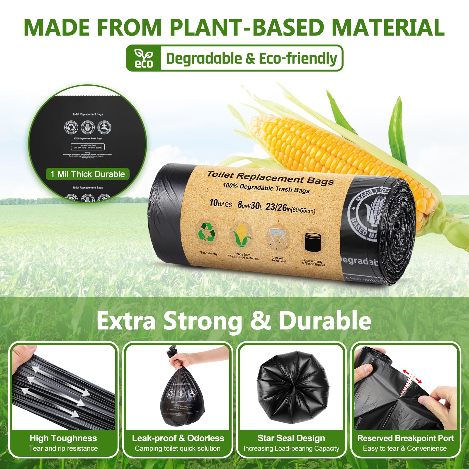 blika upgraded retractable portable toilet eco absorbent gel feature reduces mess.
