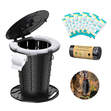 blika upgraded retractable portable toilet folded for compact travel and easy storage.