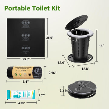 blika upgraded retractable portable toilet open for use on trips and campsites.