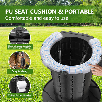 blika upgraded retractable portable toilet rope-lock system keeps it secure during transport.