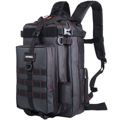 BLISSWILL Fishing Backpack waterproof front view with rod holder