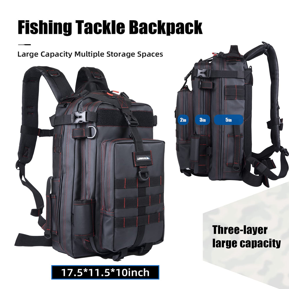 BLISSWILL Fishing Backpack main compartment with tackle boxes