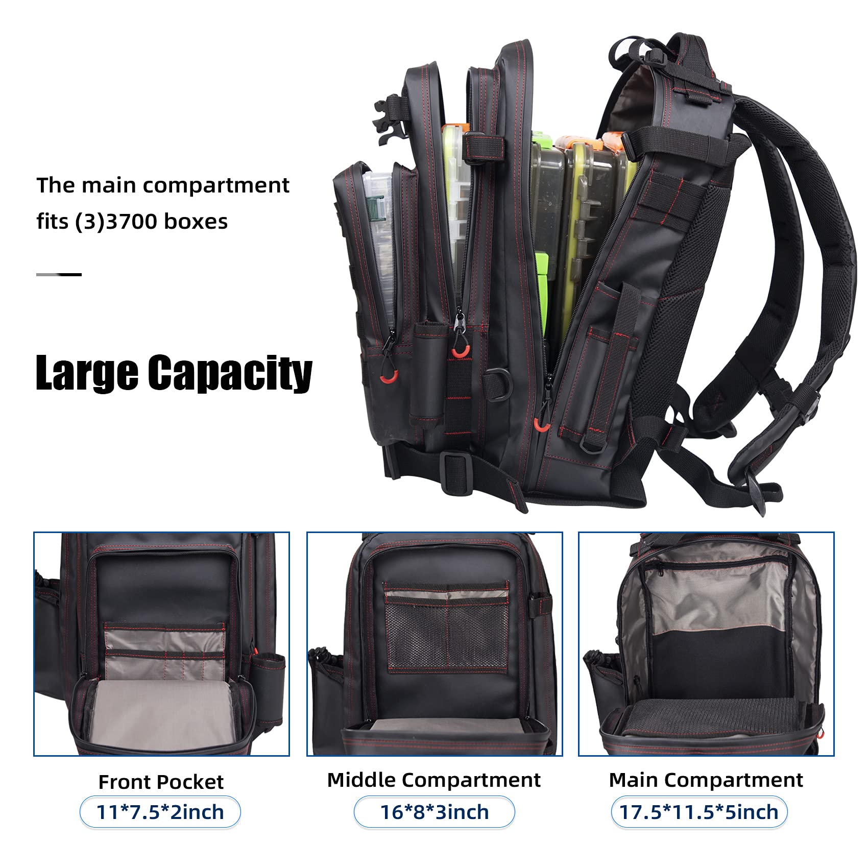 BLISSWILL Fishing Backpack load compression system stabilizes items during movement.