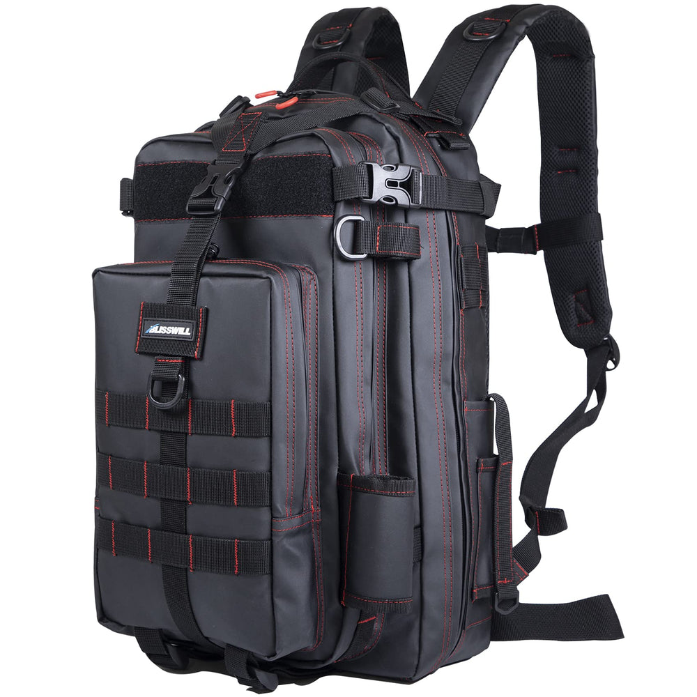 BLISSWILL Fishing Backpack Waterproof main compartment keeps tackle organized for long days on the water.